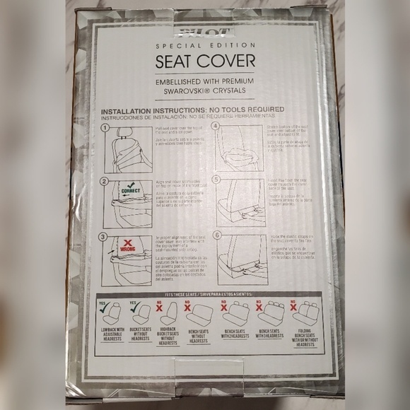 2 Front Seat Covers Floral Embellished Swarovski - Picture 6 of 6